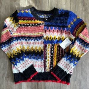 Free People Women’s colorful pullover sweater NWT (Medium)